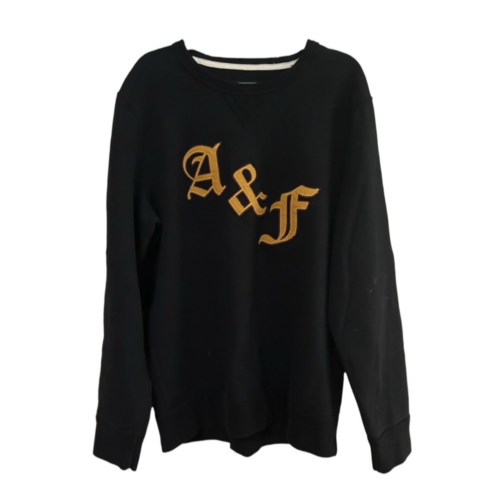 Vintage Abercrombie & Fitch Black Crewneck sweatshirt A & F logo Goth print  S